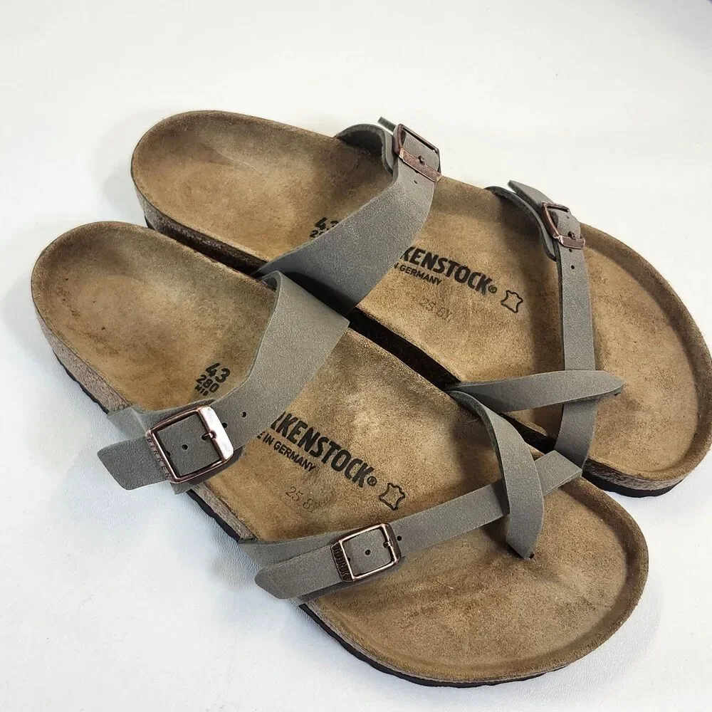 Birkenstock Mayari Stone Sandals Mens Size 10 New in Box Buckle Comfort Slides